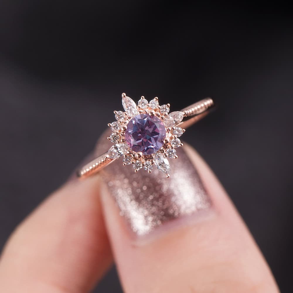 Art Deco Round Alexandrite Ring – Jade - Image 4
