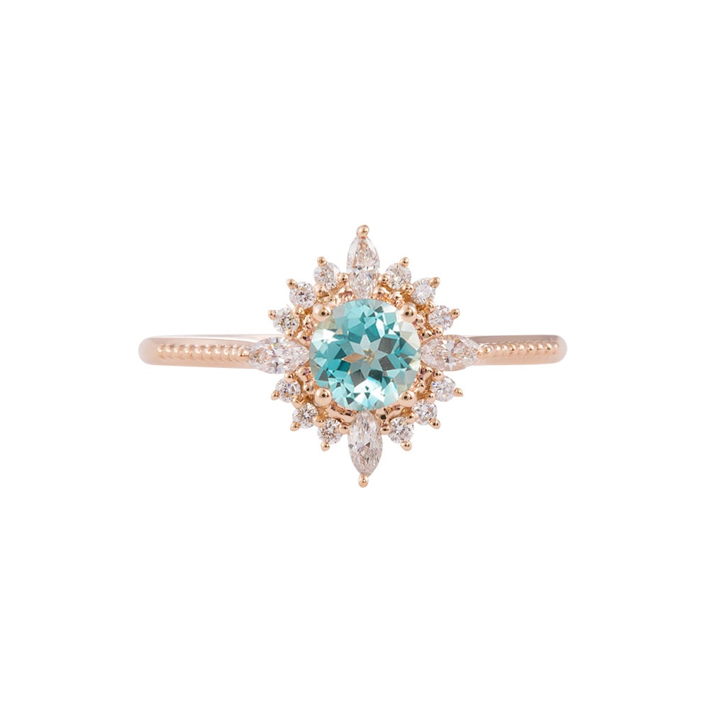 Art Deco Round Aquamarine Ring – Rosemary