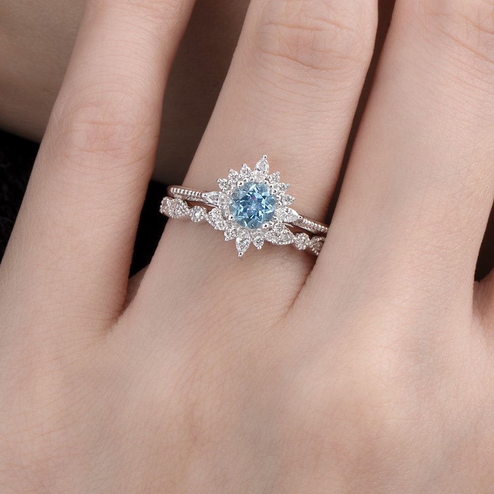 Art Deco Round Aquamarine Ring – Rosemary - Image 5