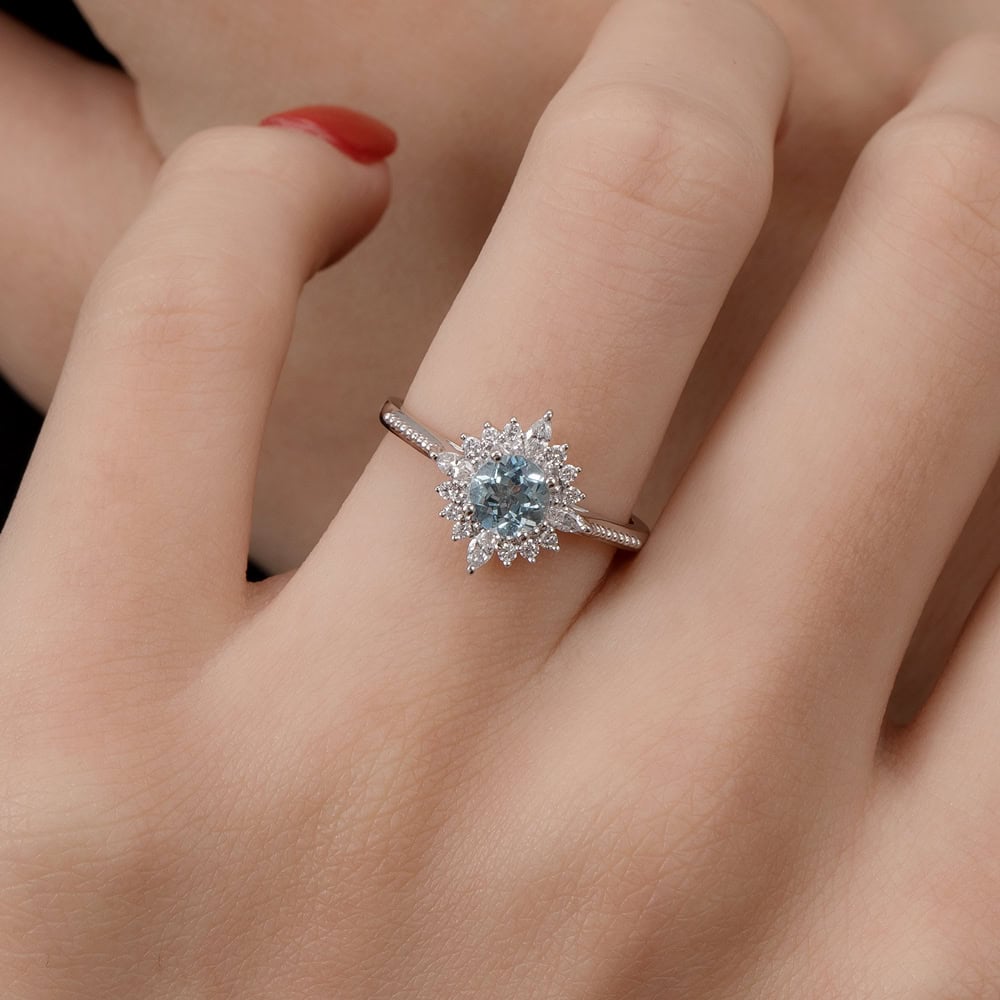 Art Deco Round Aquamarine Ring – Rosemary - Image 4