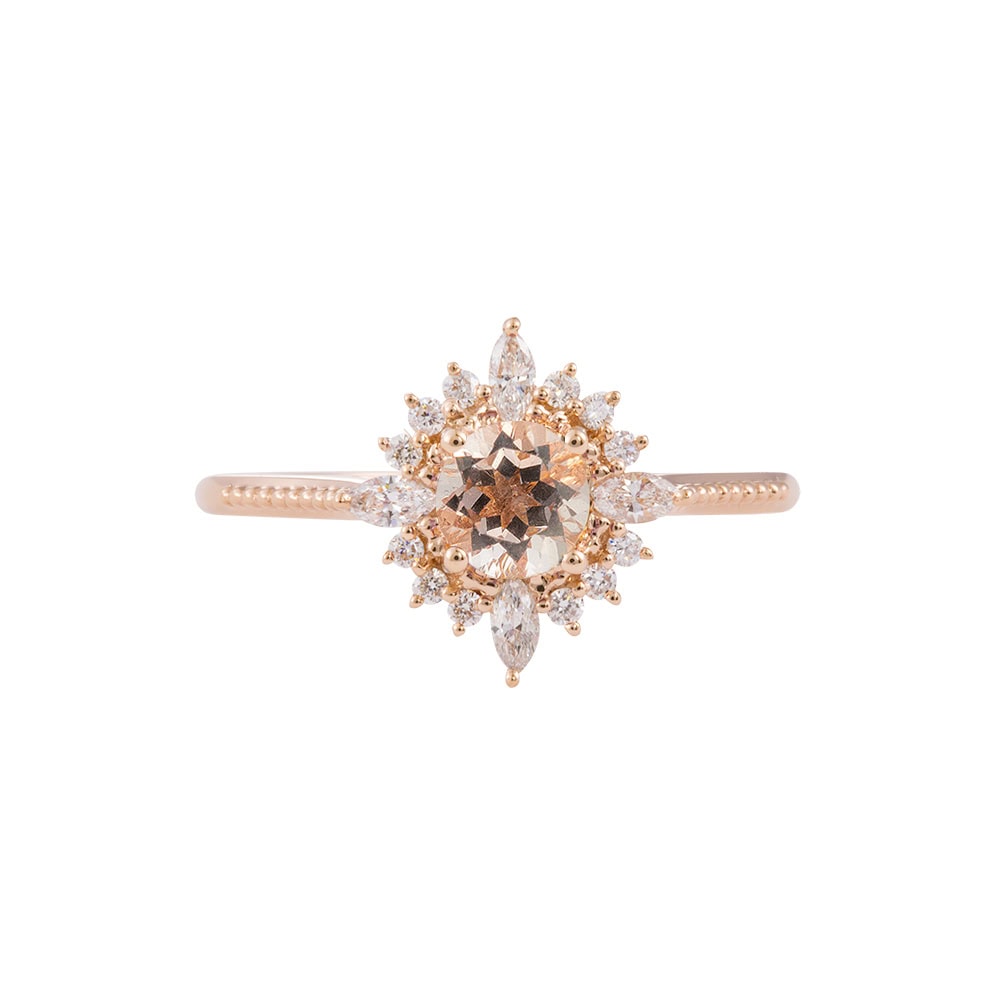 Art Deco Round Morganite Ring – Priscilla