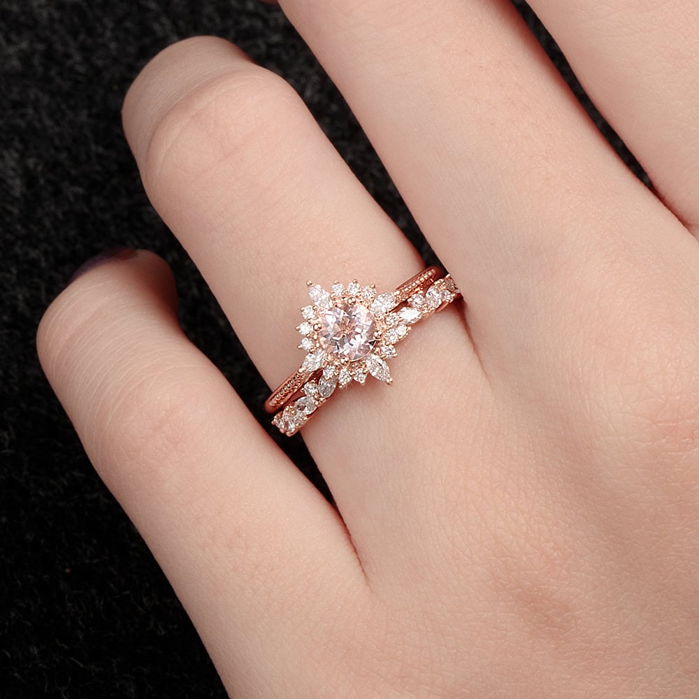 Art Deco Round Morganite Ring – Priscilla - Image 6