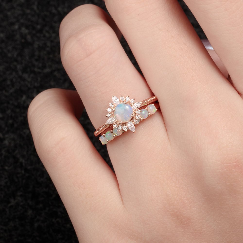 Art Deco Round Opal Ring – Mackenzie - Image 6