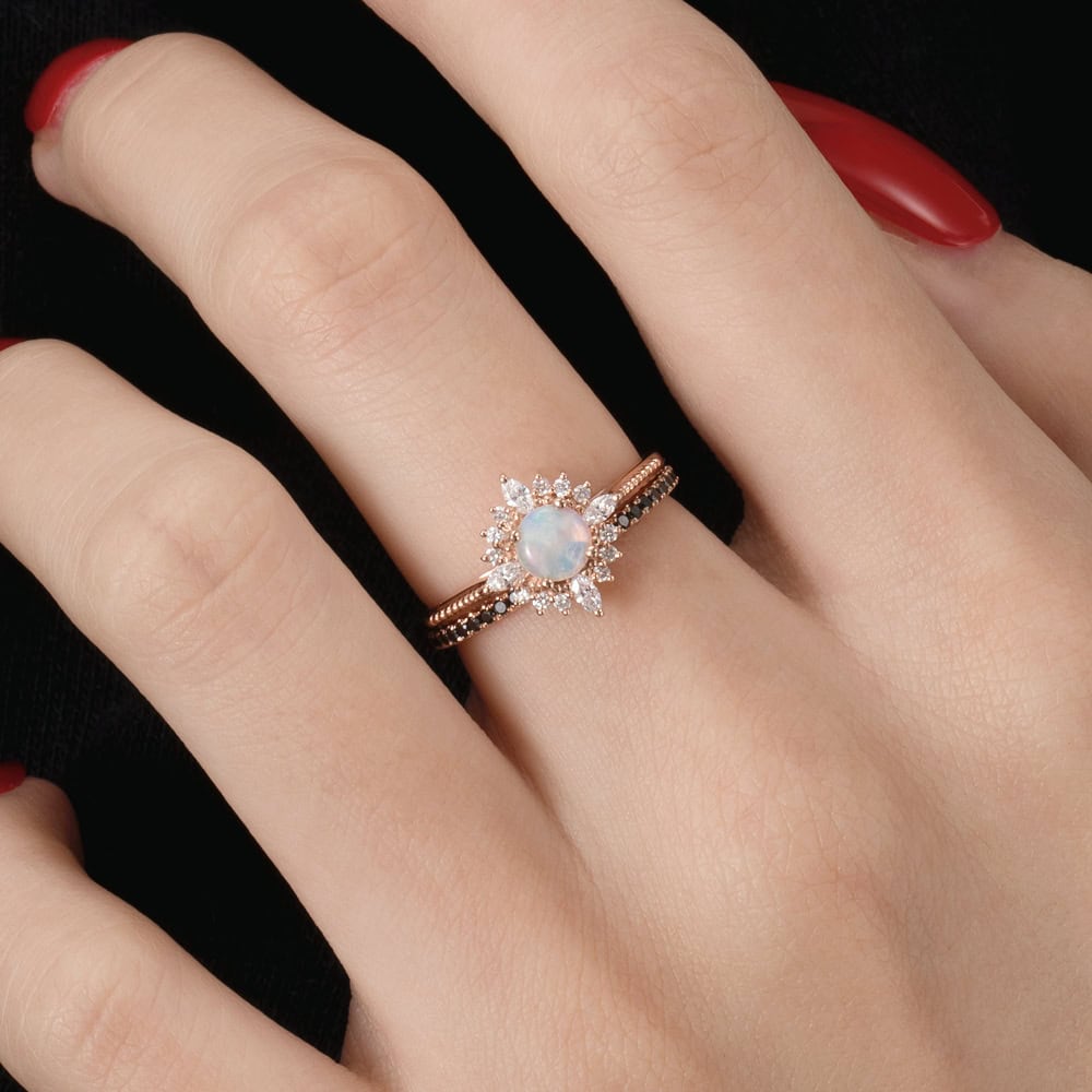 Art Deco Round Opal Ring – Mackenzie - Image 7