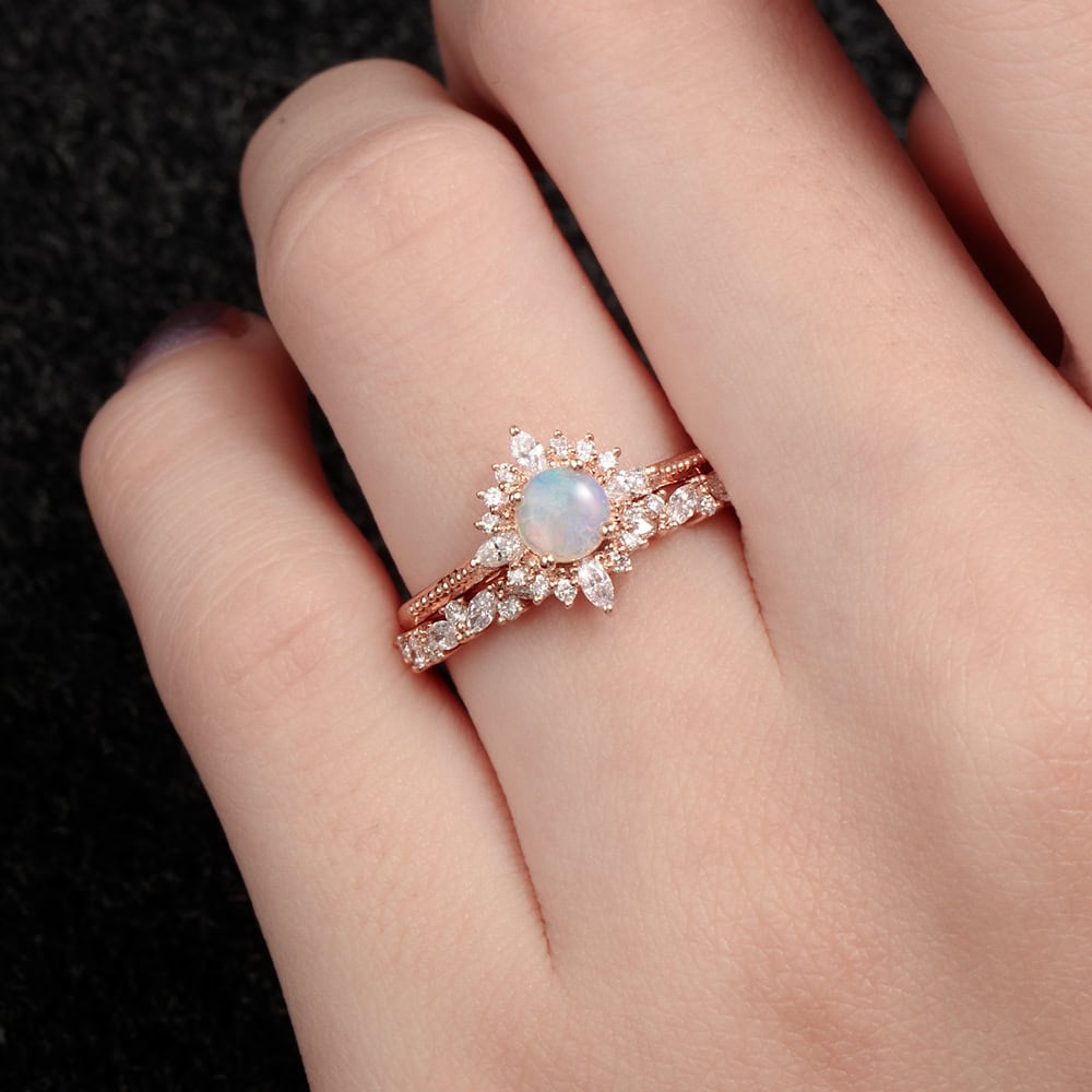 Art Deco Round Opal Ring – Mackenzie - Image 8
