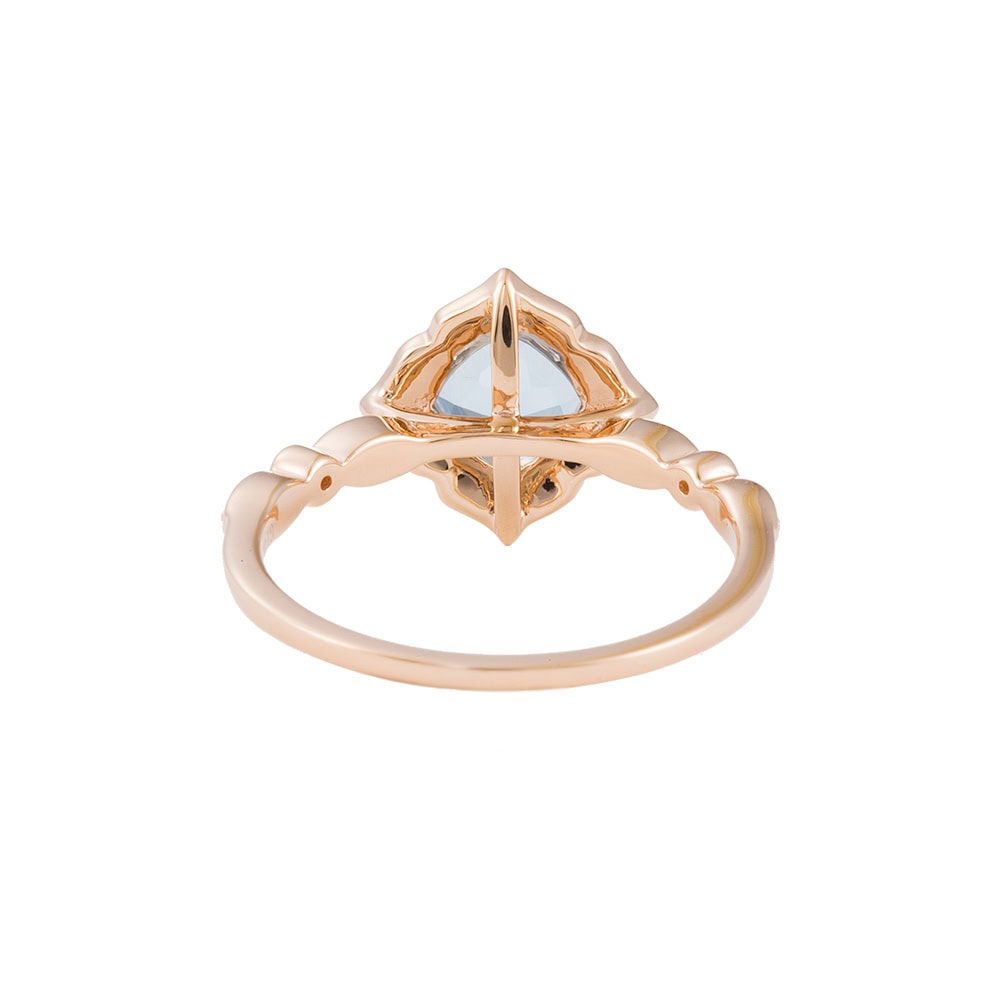 Cushion Cut Aquamarine Engagement Ring - Clover - Image 3