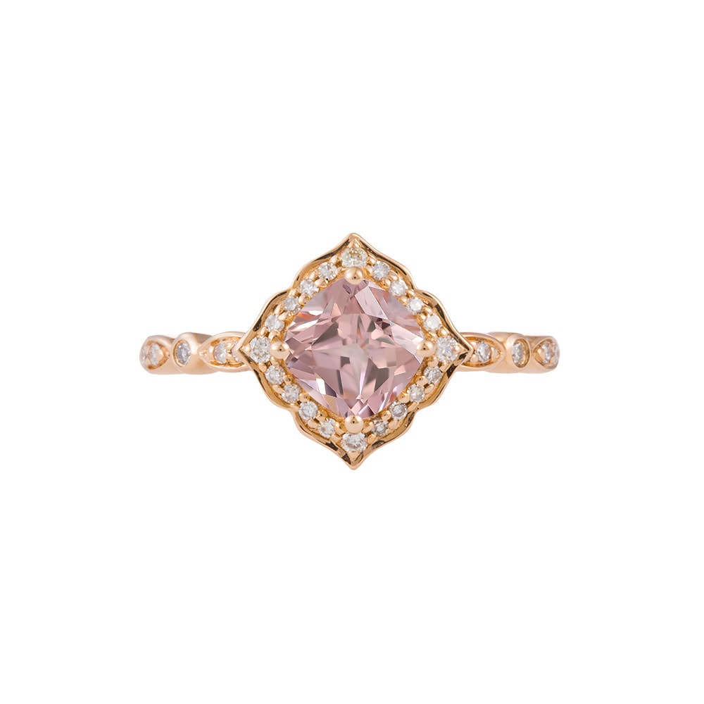 Cushion Cut Morganite Engagement Ring - Esme