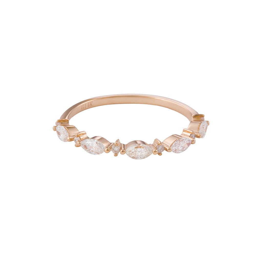 Marquise Cut Diamond Wedding Band - Kira
