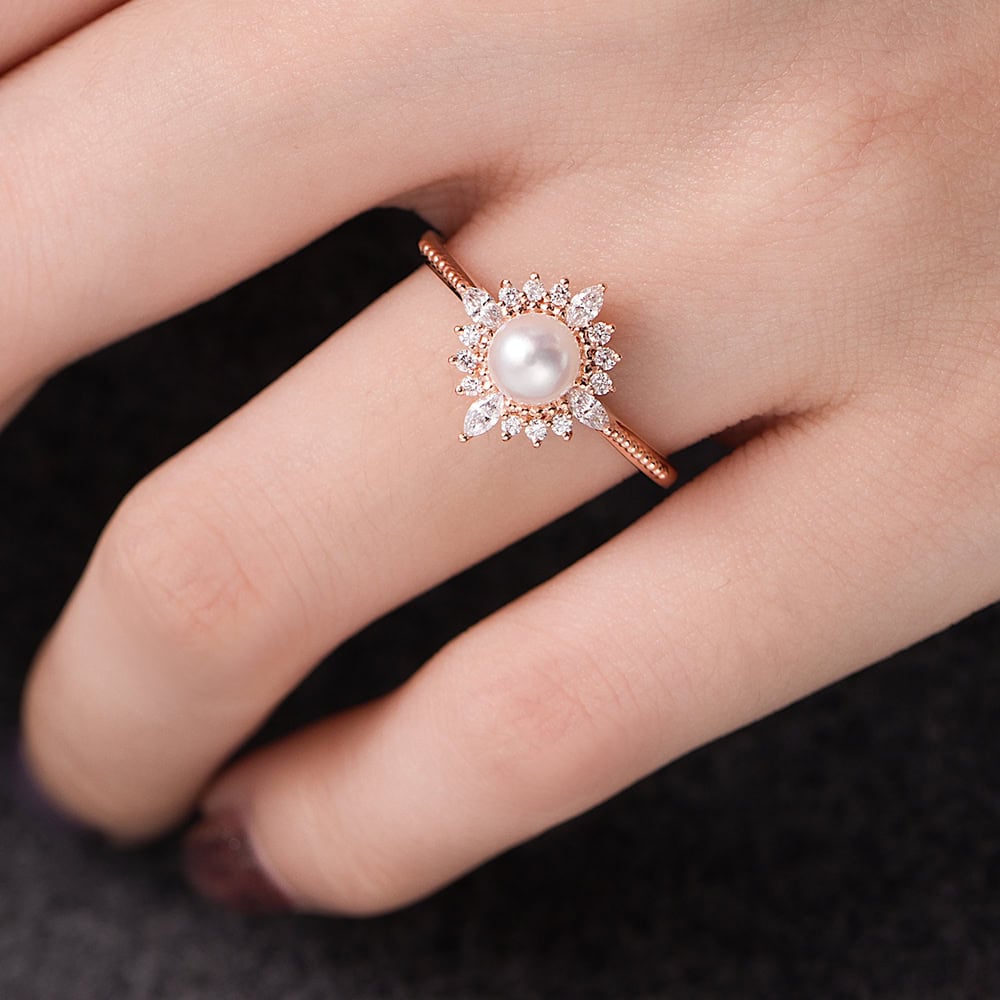 Art Deco Akoya Pearl Ring – Alaska - Image 4