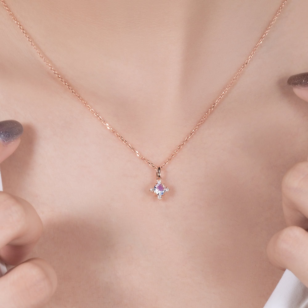 Snowflake Moonstone Necklace - Mary - Image 2