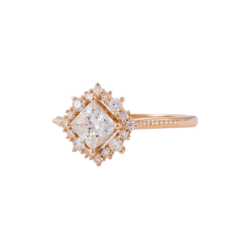 Square Princess Cut Moissanite Ring - Iris - Image 4