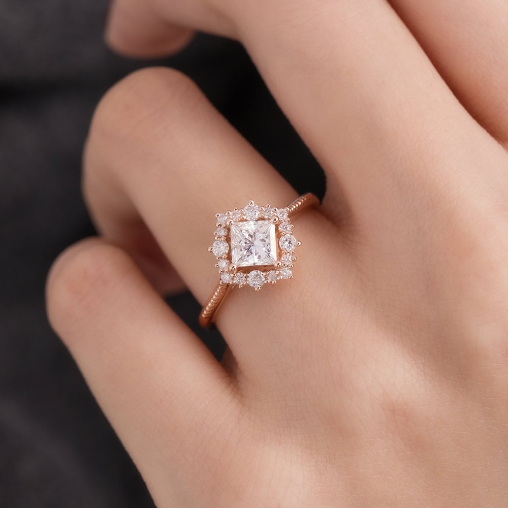 Square Princess Cut Moissanite Ring - Iris - Image 3