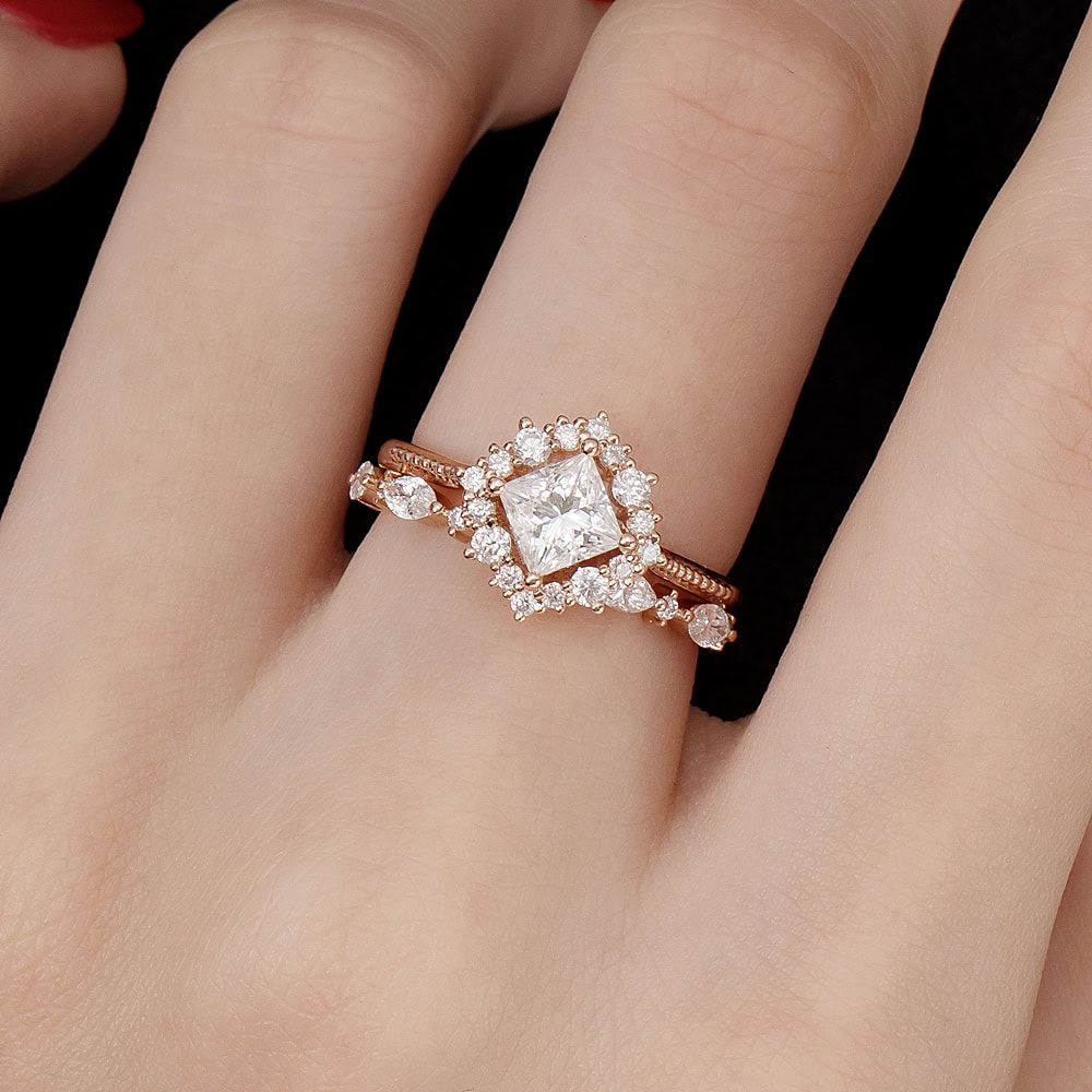 Square Princess Cut Moissanite Ring - Iris - Image 7