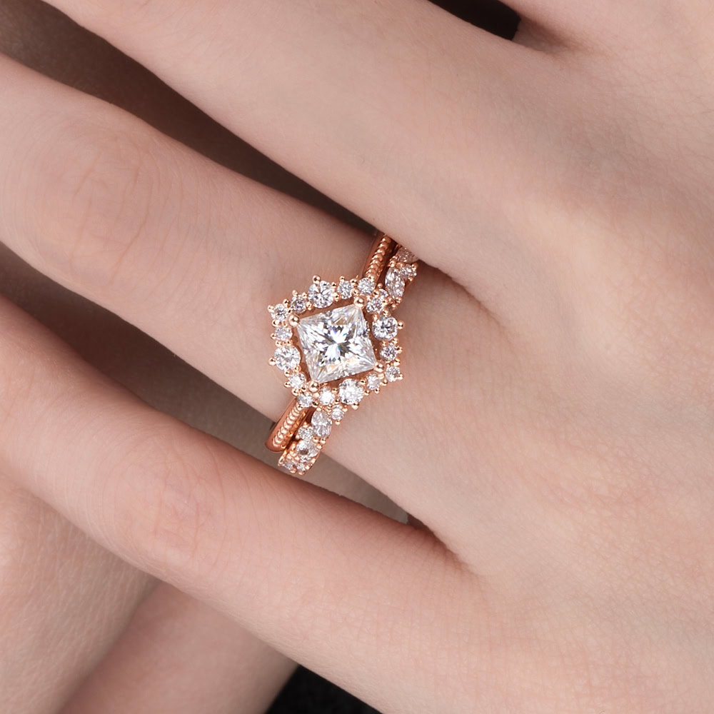 Square Princess Cut Moissanite Ring - Iris - Image 6