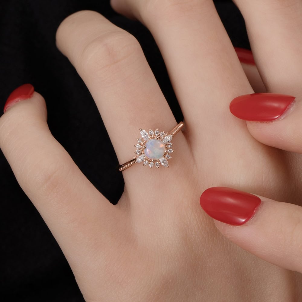 Art Deco Round Opal Ring – Mackenzie - Image 5