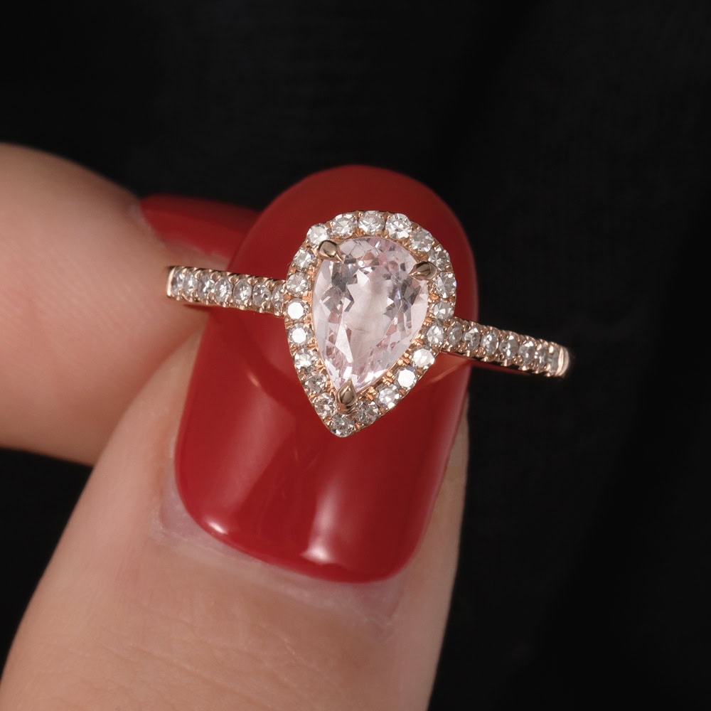 Teardrop Morganite Engagement Ring – Tulip - Image 4