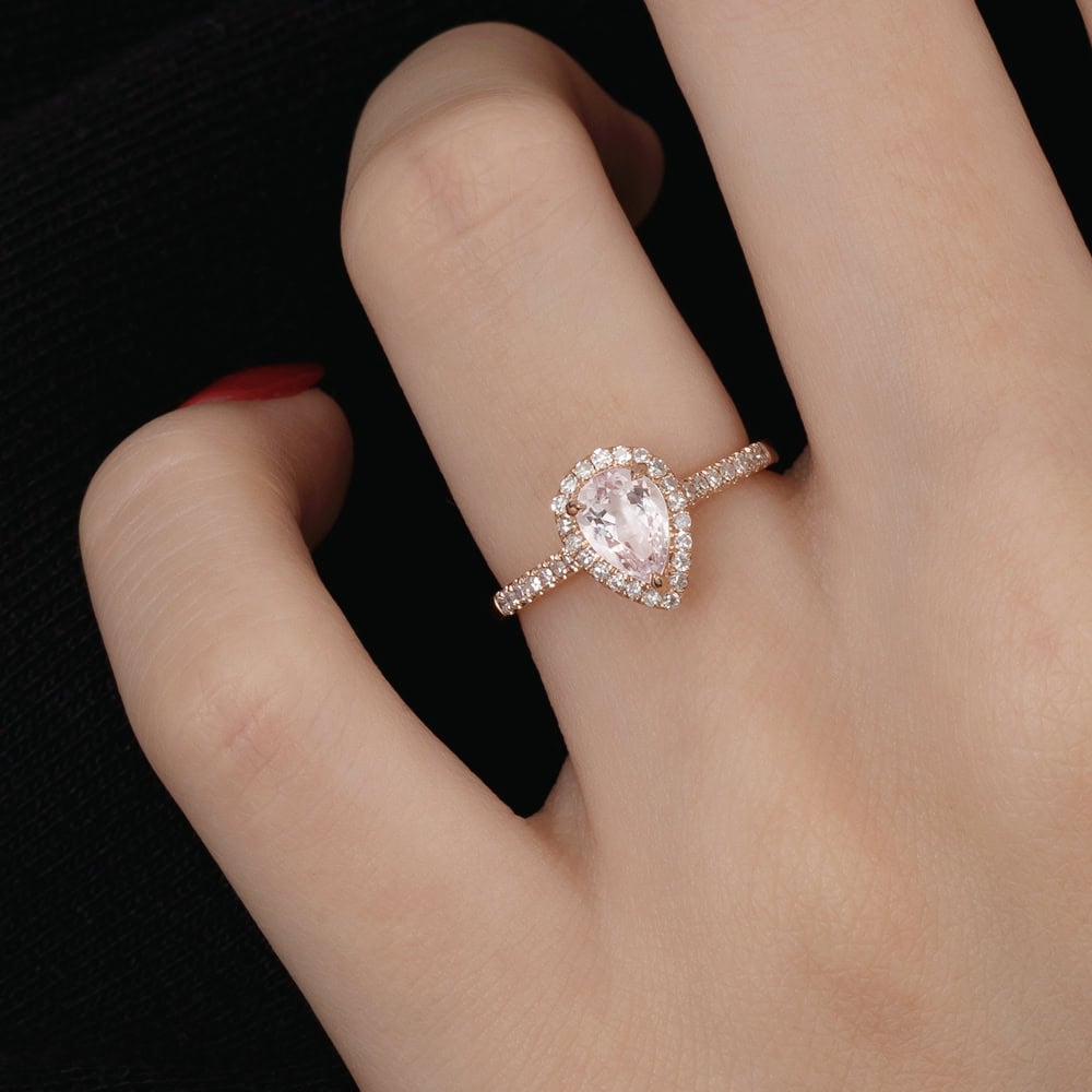Teardrop Morganite Engagement Ring – Tulip - Image 5