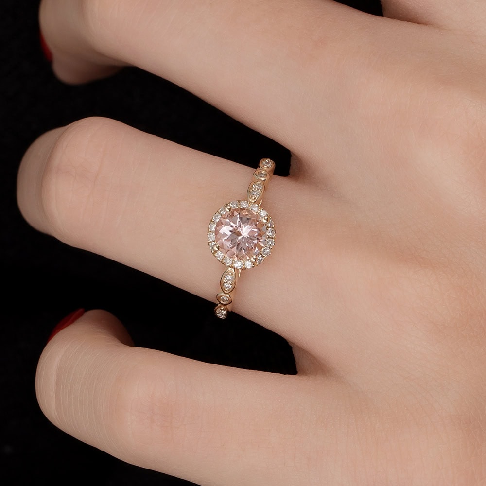 Vintage Morganite Halo Ring – Gisela - Image 4