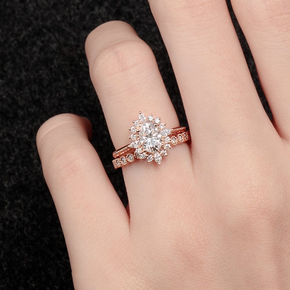 Art Deco Oval Moissanite Ring - Beatrice - Image 4