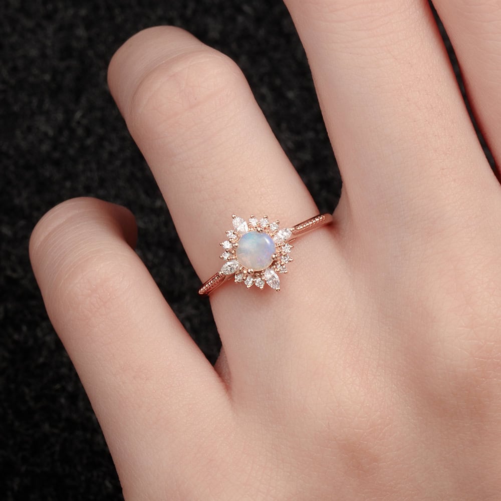 Art Deco Round Opal Ring – Mackenzie - Image 3