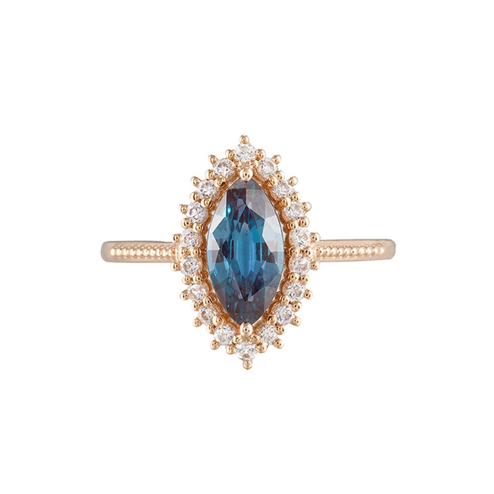 Marquise Cut Halo Alexandrite Ring - Yolanda