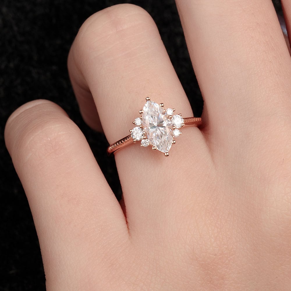 Marquise Cut Moissanite Ring - Brooklyn - Image 3