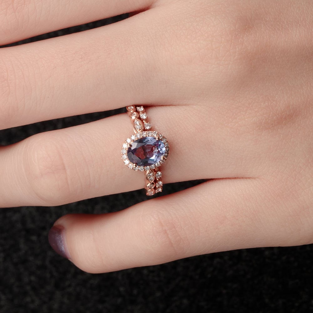 Oval Cut Australian Opal Halo Ring - Juliana - Image 8