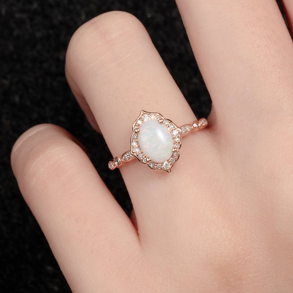 Oval Floral Vintage Opal Ring - Lennox - Image 5