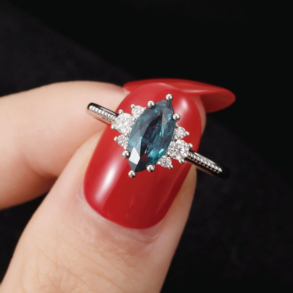 Marquise Cut Alexandrite Ring - Fern - Image 3