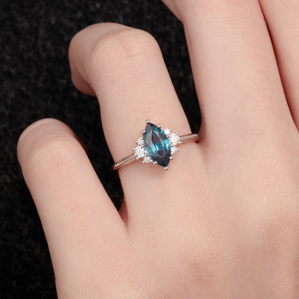 Marquise Cut Alexandrite Ring - Fern - Image 4