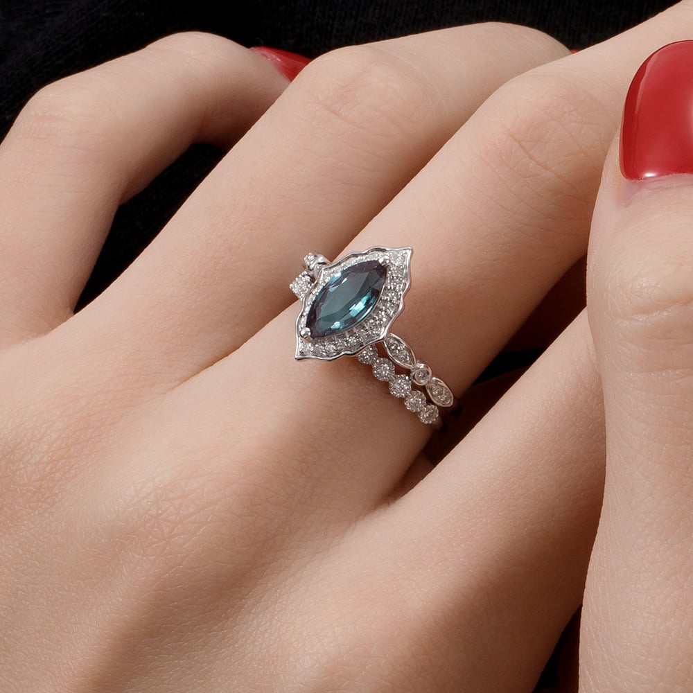 Vintage Marquise Cut Moss Agate Ring- Foster - Image 6