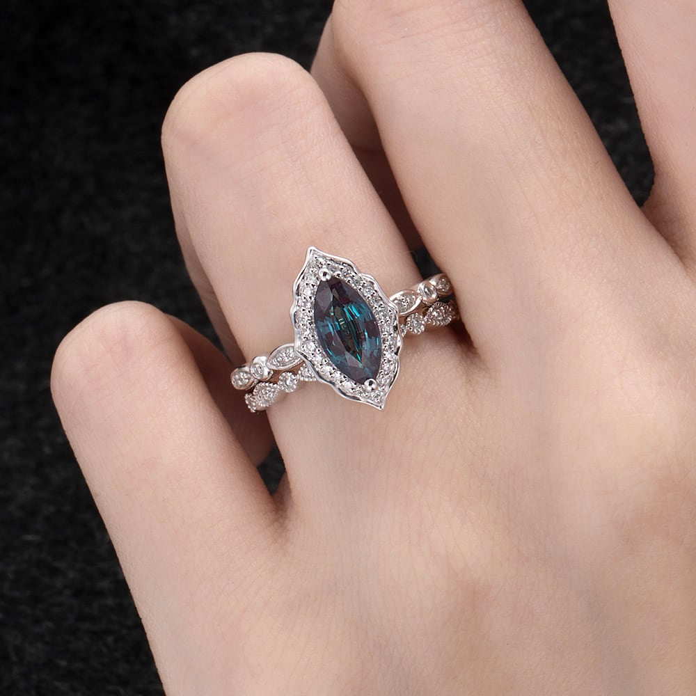 Vintage Marquise Cut Moss Agate Ring- Foster - Image 5