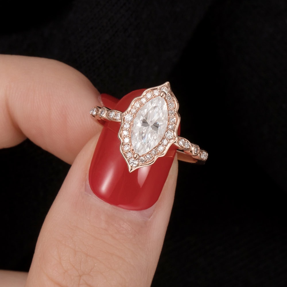 Vintage Marquise Cut Moissanite Ring- Bailey - Image 5