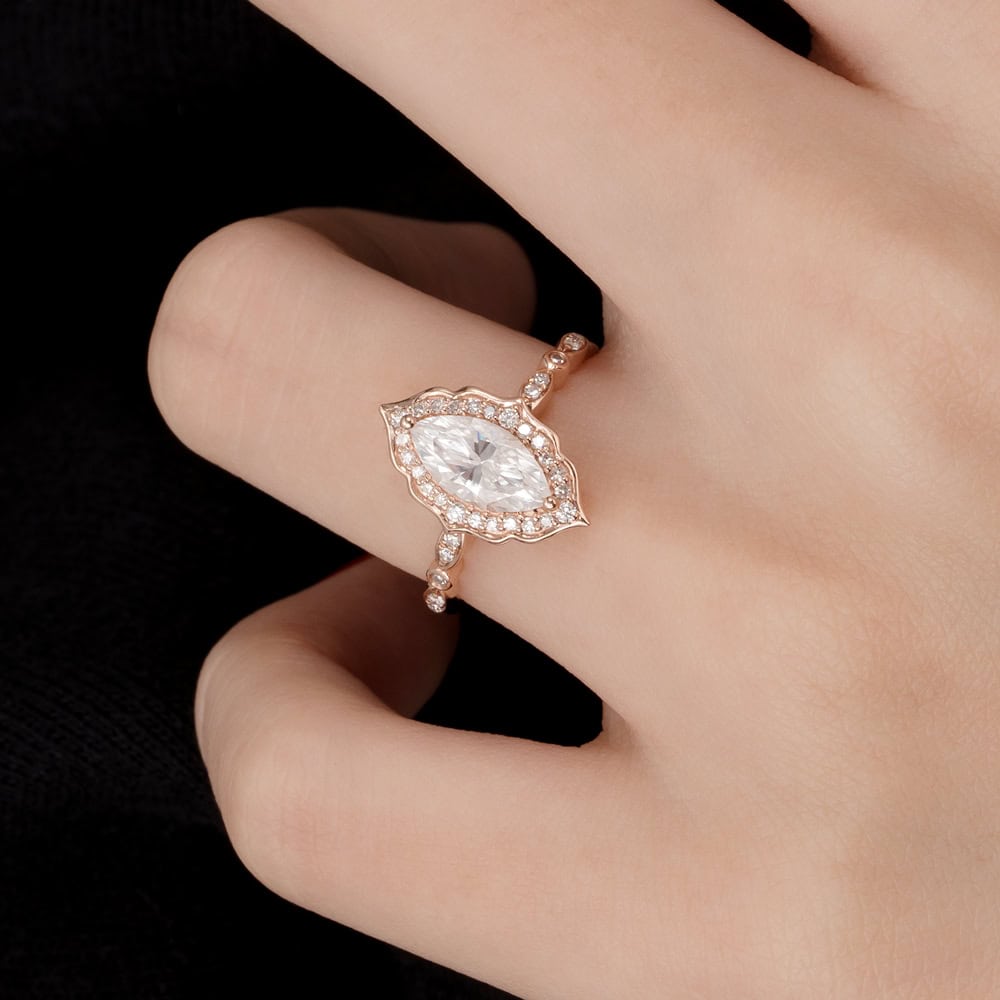 Vintage Marquise Cut Moissanite Ring- Bailey - Image 3