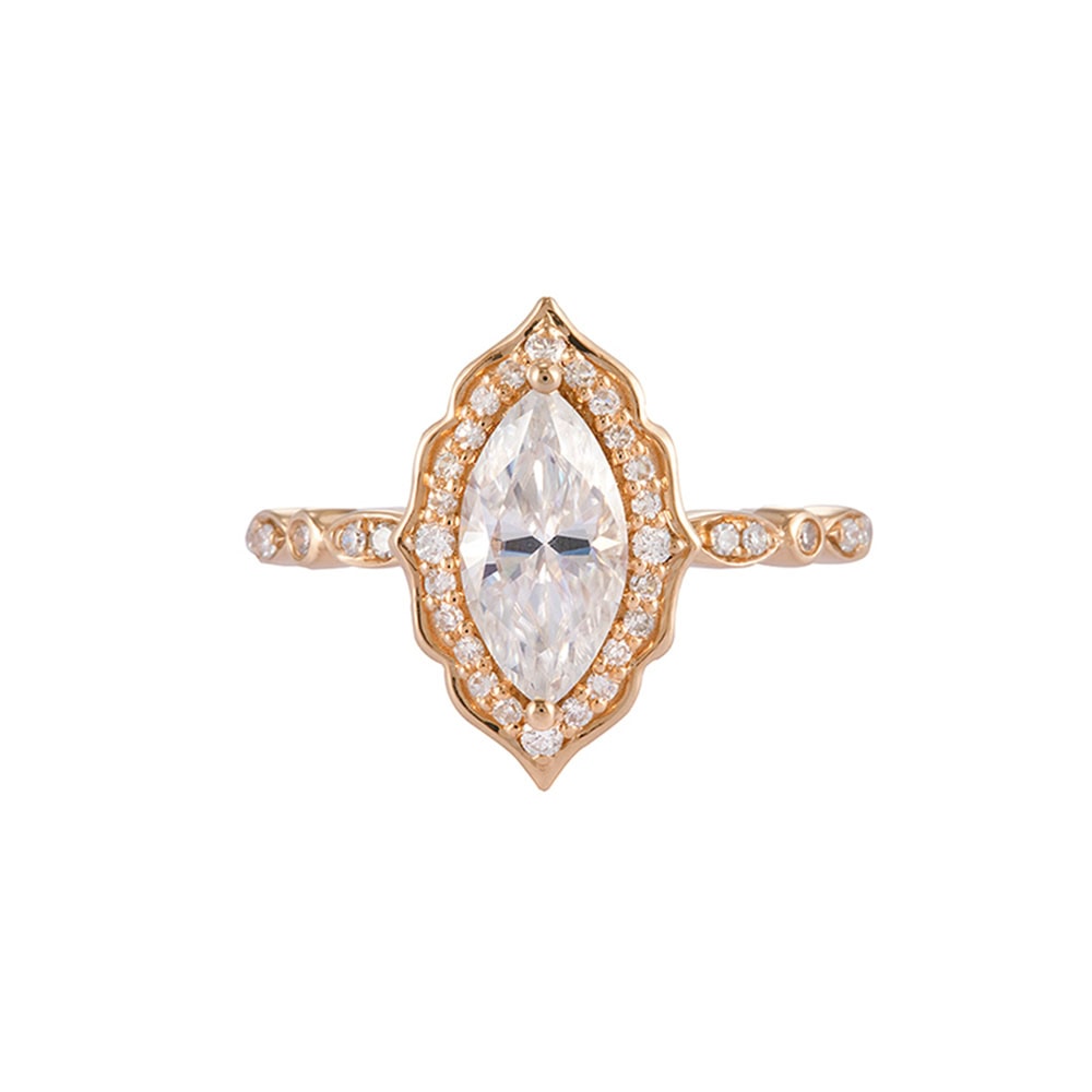 Vintage Marquise Cut Moissanite Ring- Bailey