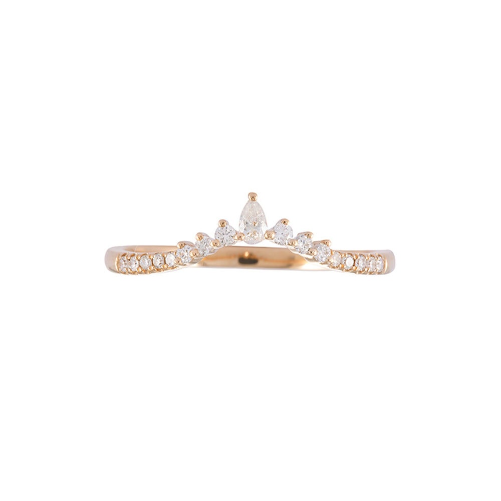Marquise Diamond Crown Wedding Band - Queen