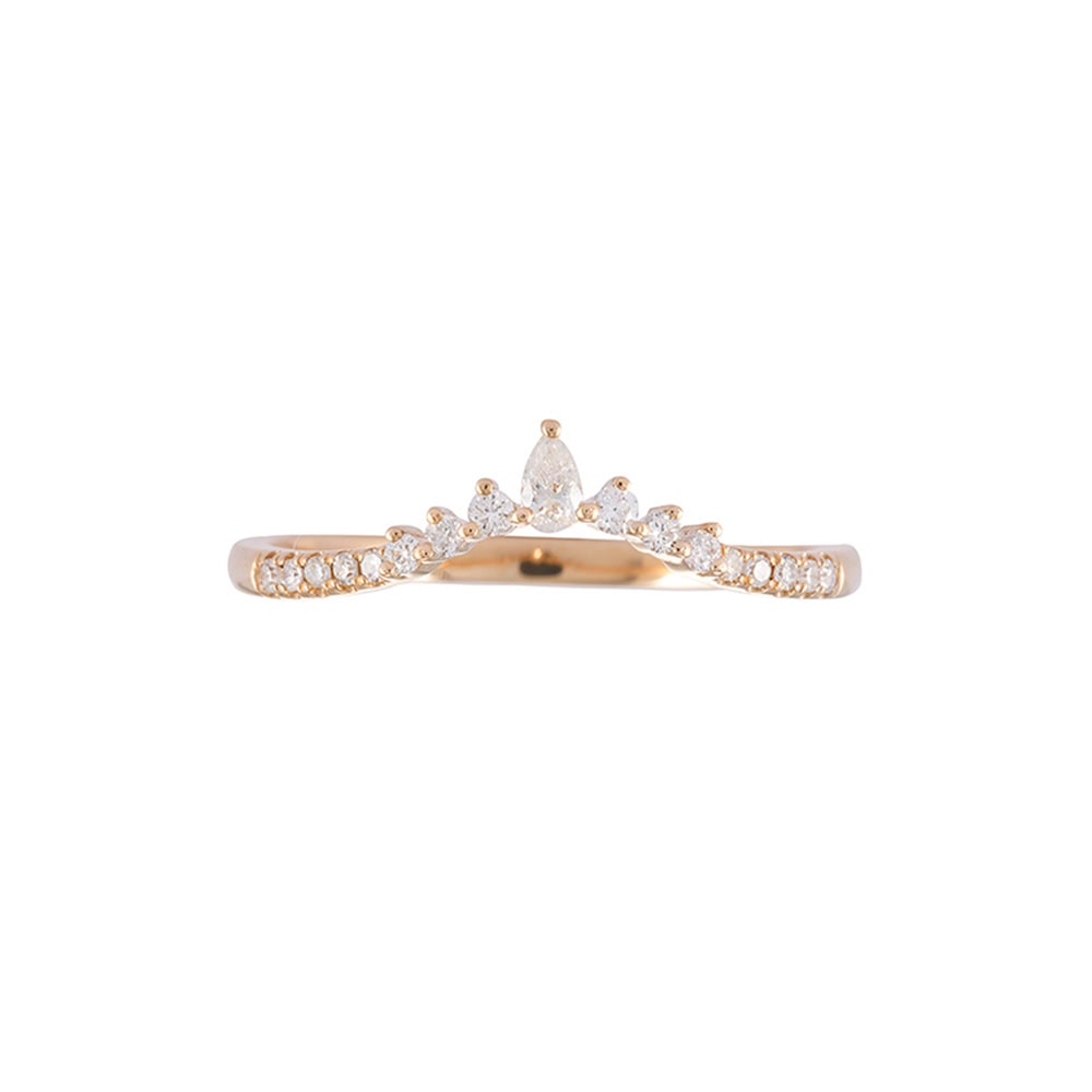 Marquise Diamond Crown Wedding Band - Queen