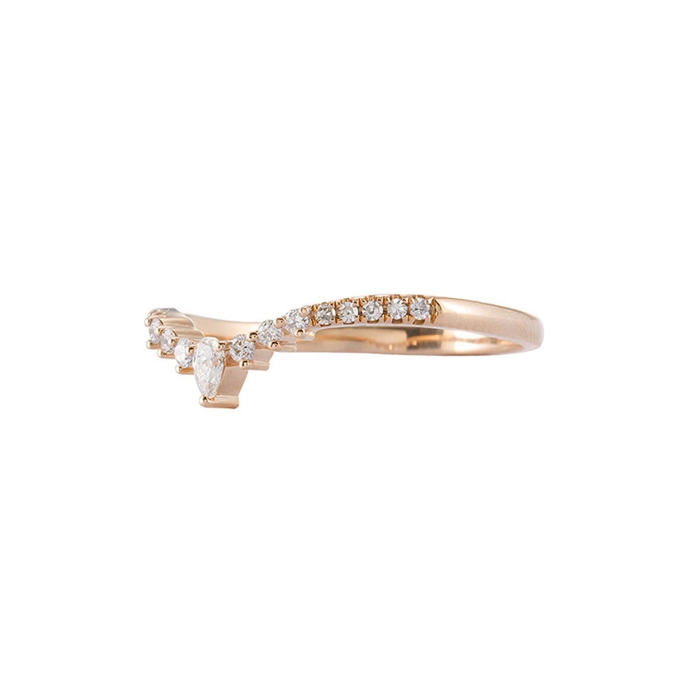 Marquise Diamond Crown Wedding Band - Queen - Image 3