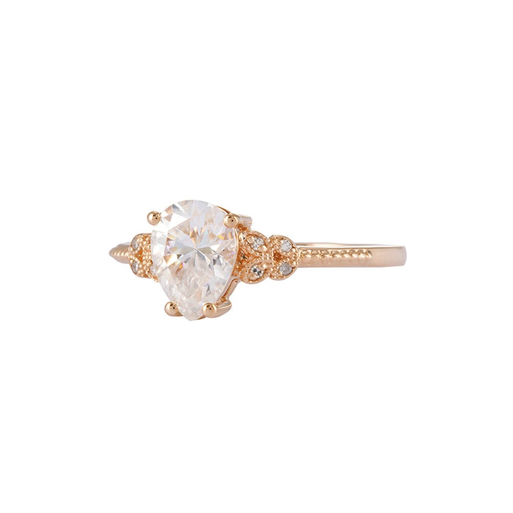 Nature Inspired Pear Cut Moissanite Ring- Willow - Image 2