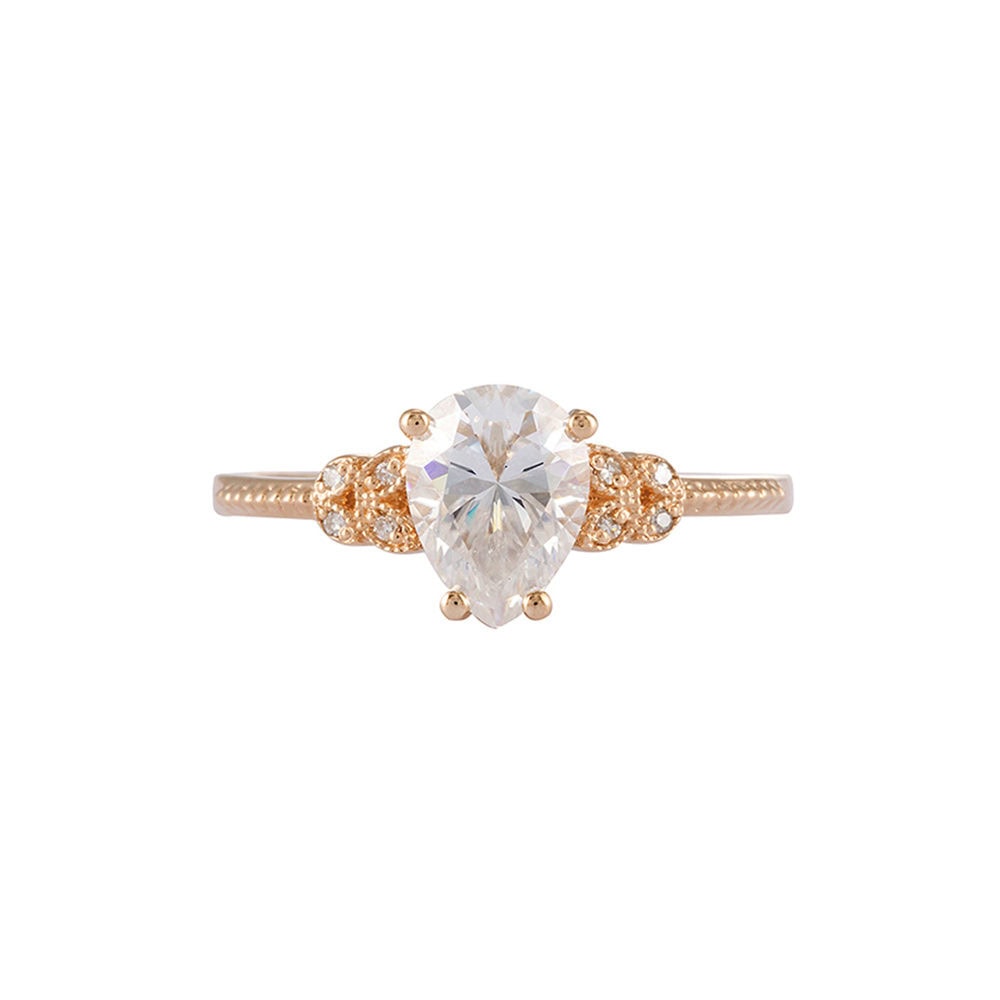 Nature Inspired Pear Cut Moissanite Ring- Willow