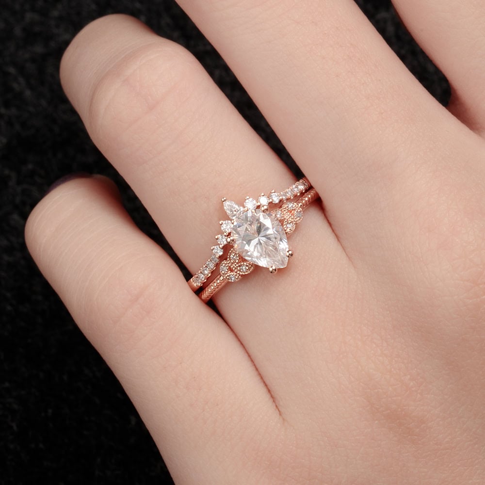Nature Inspired Pear Cut Alexandrite Ring- Rowan - Image 5