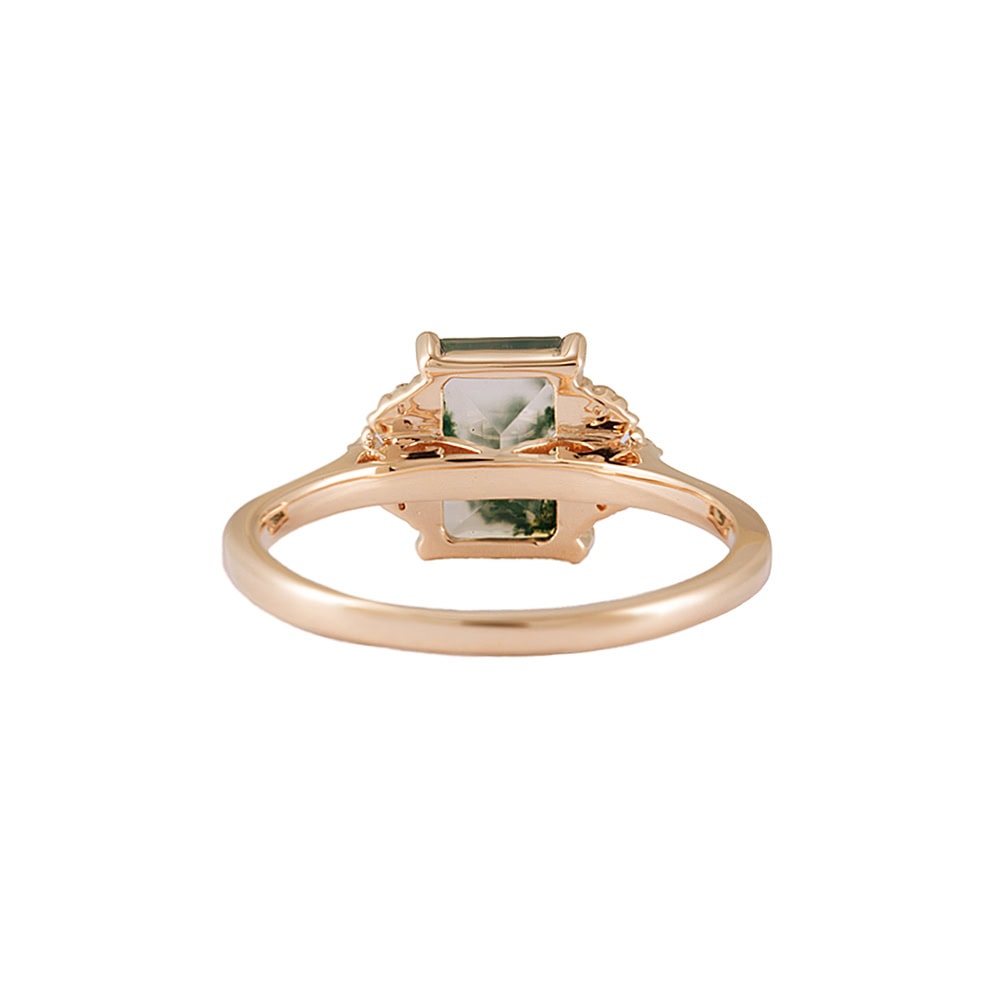 Crescent Moon Emerald Cut Sapphire Ring - Gemma - Image 4