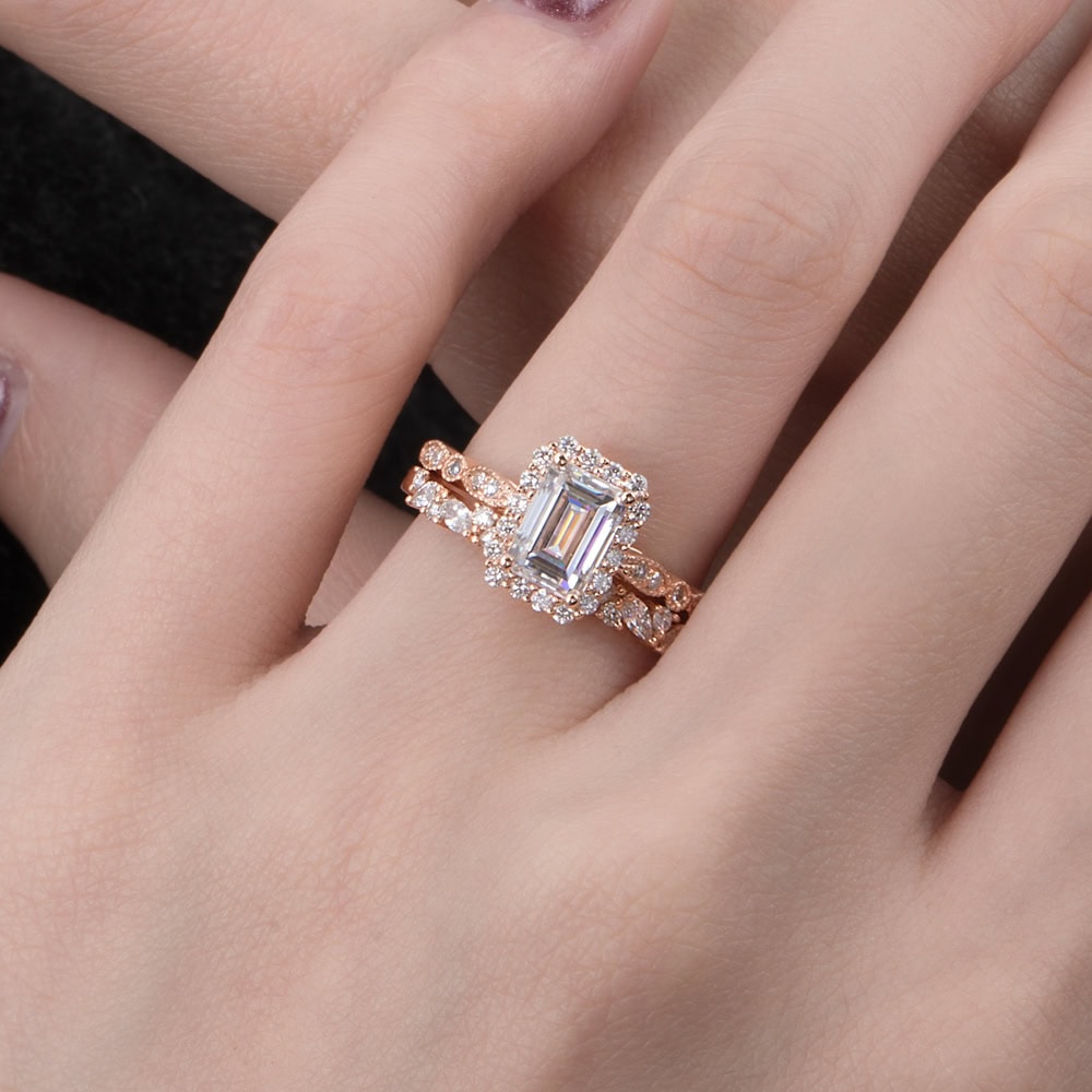 Vintage Inspired Emerald Cut Moss Agate Ring - Lindsey - Image 6
