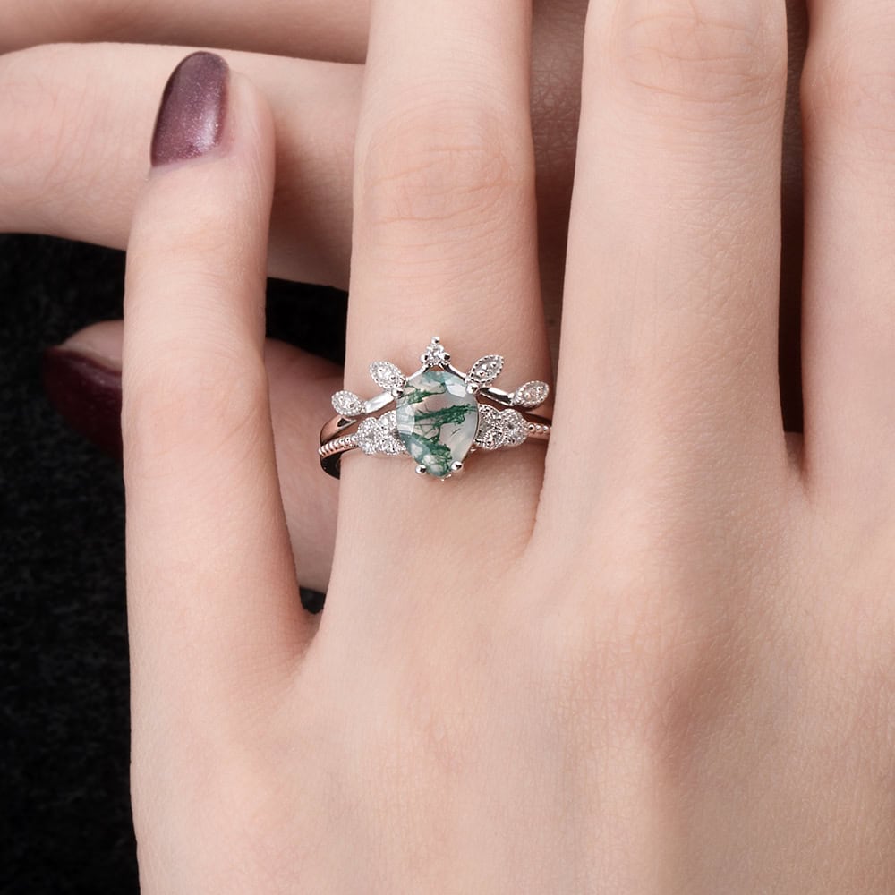 Nature Inspired Pear Cut Alexandrite Ring- Rowan - Image 6