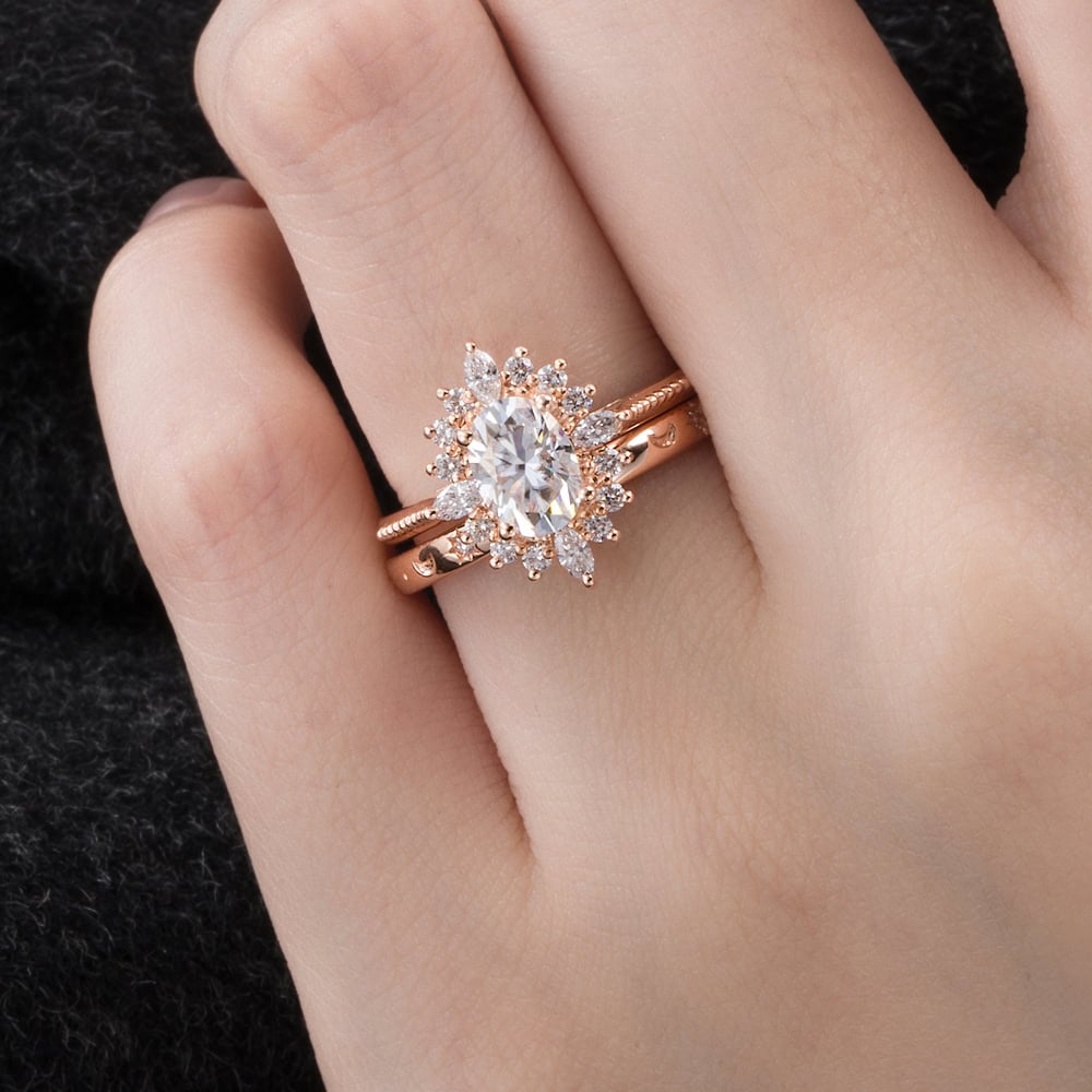 Art Deco Oval Moissanite Ring - Beatrice - Image 2
