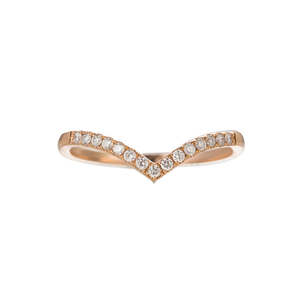 Chevron Diamond Wedding Band - Celine