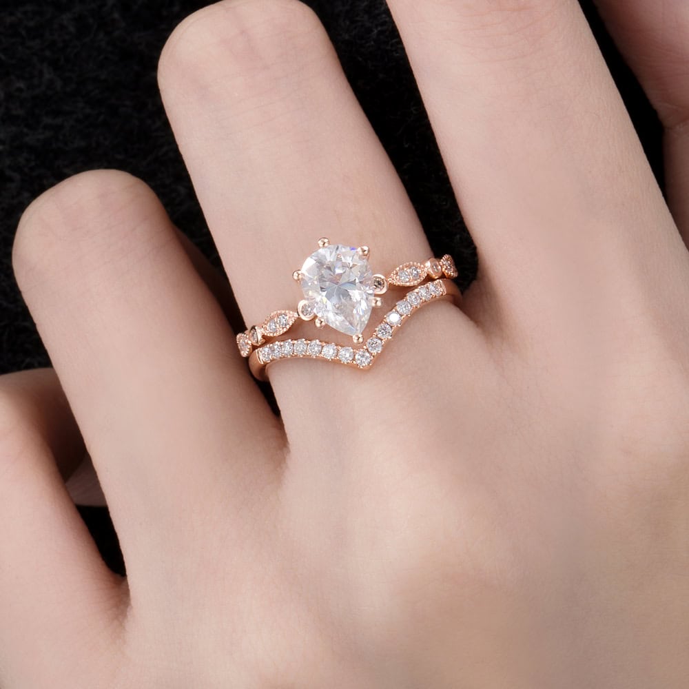 Vintage Inspired Pear Cut Moissanite Ring – Lily - Image 6
