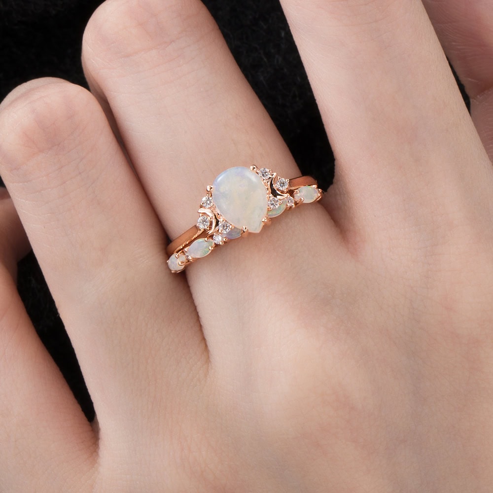 Marquise Opal Diamond Wedding Band - Mia - Image 5
