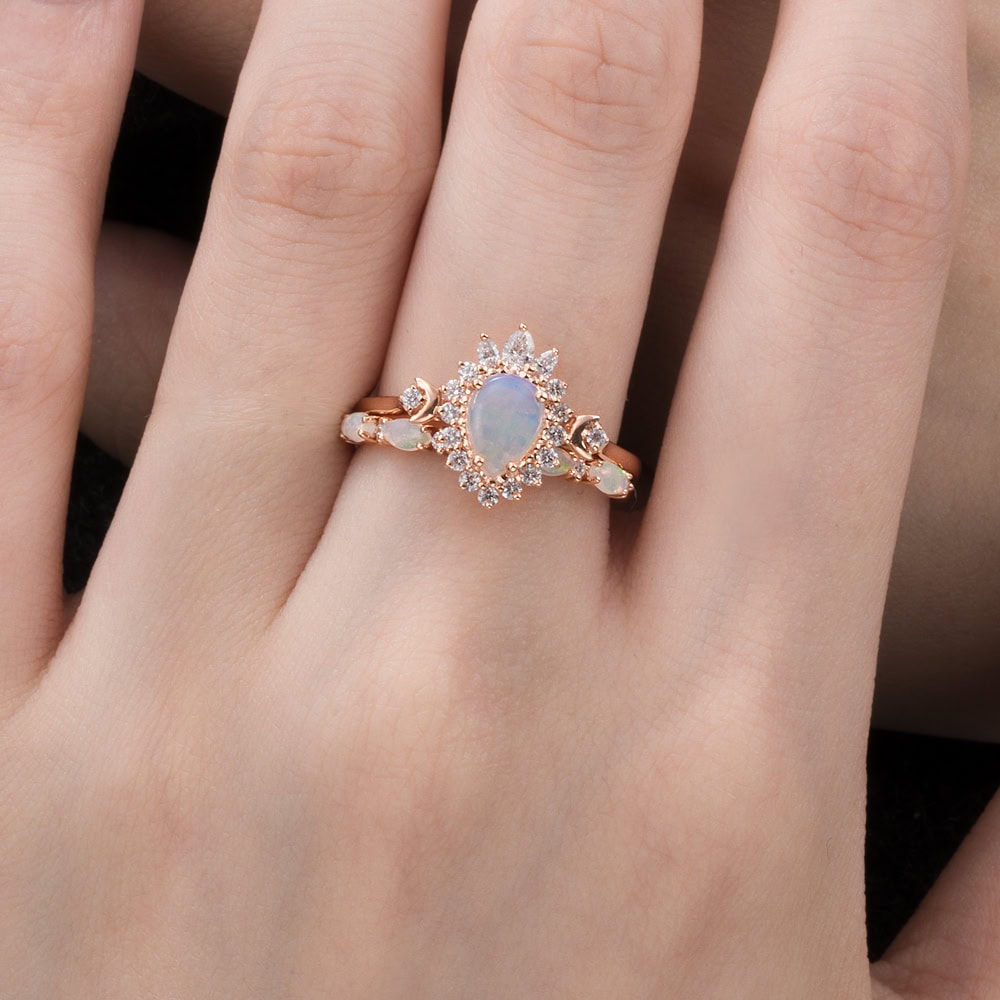 Marquise Opal Diamond Wedding Band - Mia - Image 6