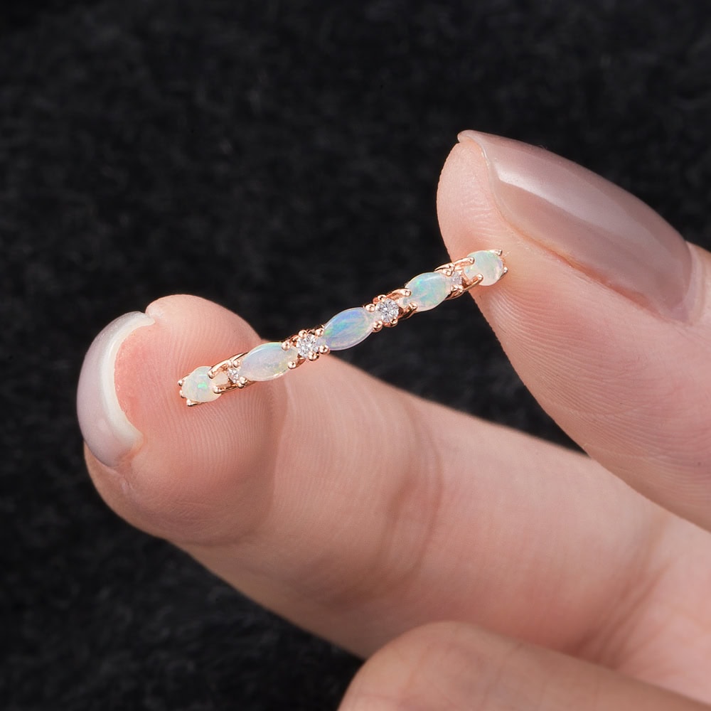 Marquise Opal Diamond Wedding Band - Mia - Image 3